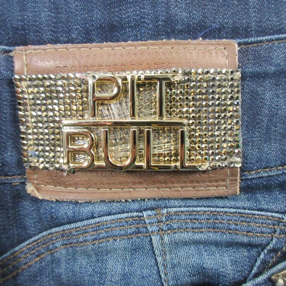 Pit Bull Y2K Jeans Denim Mini Dress 8 Blue Cotton Lace Up Embellished Vtg 580 - Picture 2 of 11